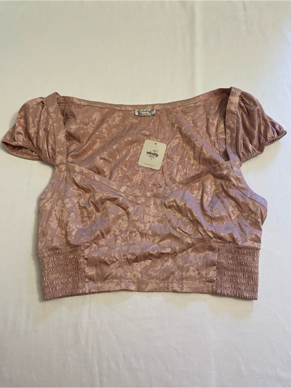 Free People Silverlake Picnic Cami Floral Jacquard Crop Top NWT Size Large